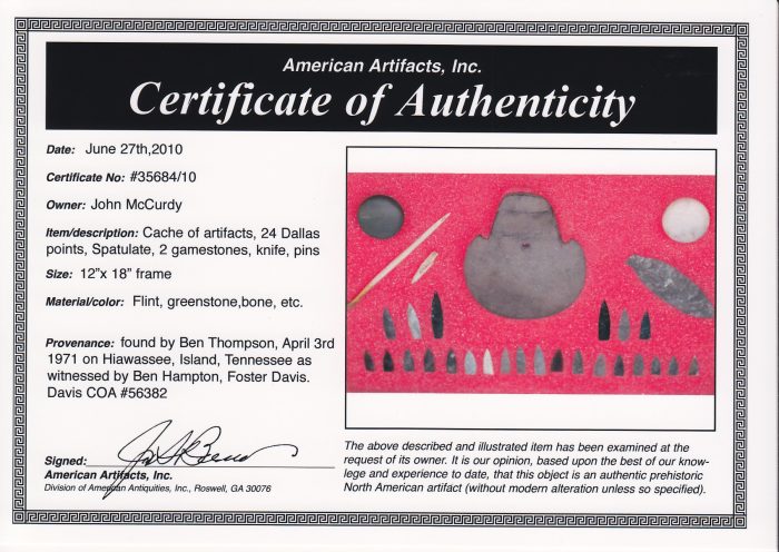 Spatulate , Gamestones, Dallas Points Davis G10 COA