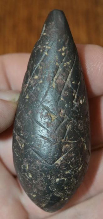 Very Rare Engraved Hematite Drilled Plummet