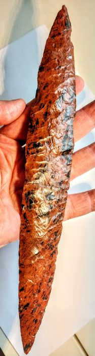 Large Mahogony Obsidean Bi-Pointed Blade (Glued) - Central America - Taylor COA